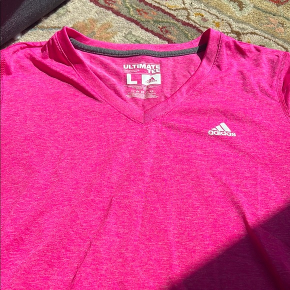 Adidas Vivid Pink V-Neck Tee - Picture 3 of 3